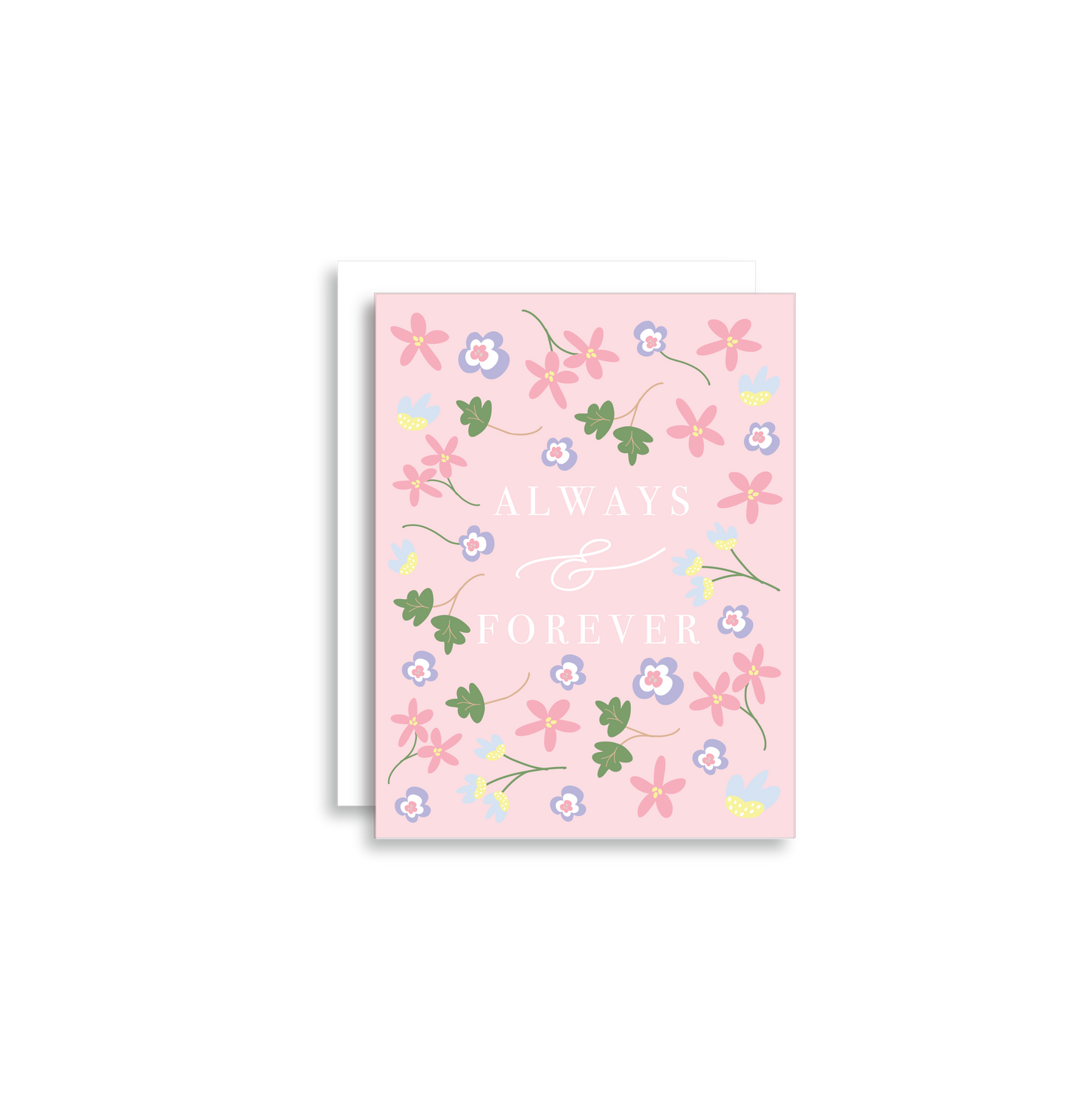 Always & Forever' greeting card, perfectly suited for anniversaries, weddings, or Valentine's Day. Measuring at 4.25" in height by 5.5" in width, each card provides ample space for your personal message inside