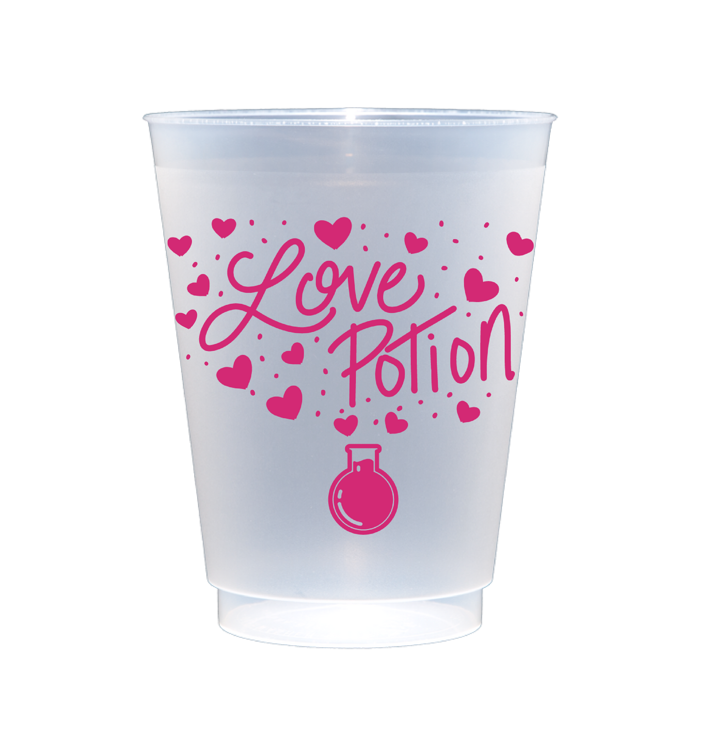 Love Potion Valentines party cups, dishwasher safe reusable cups